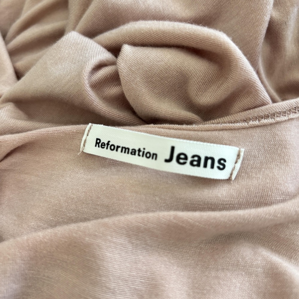 Reformation Jeans Midi Slip Dress Womens Size S Soft Pink Jersey Scoop Back - Picture 7 of 9